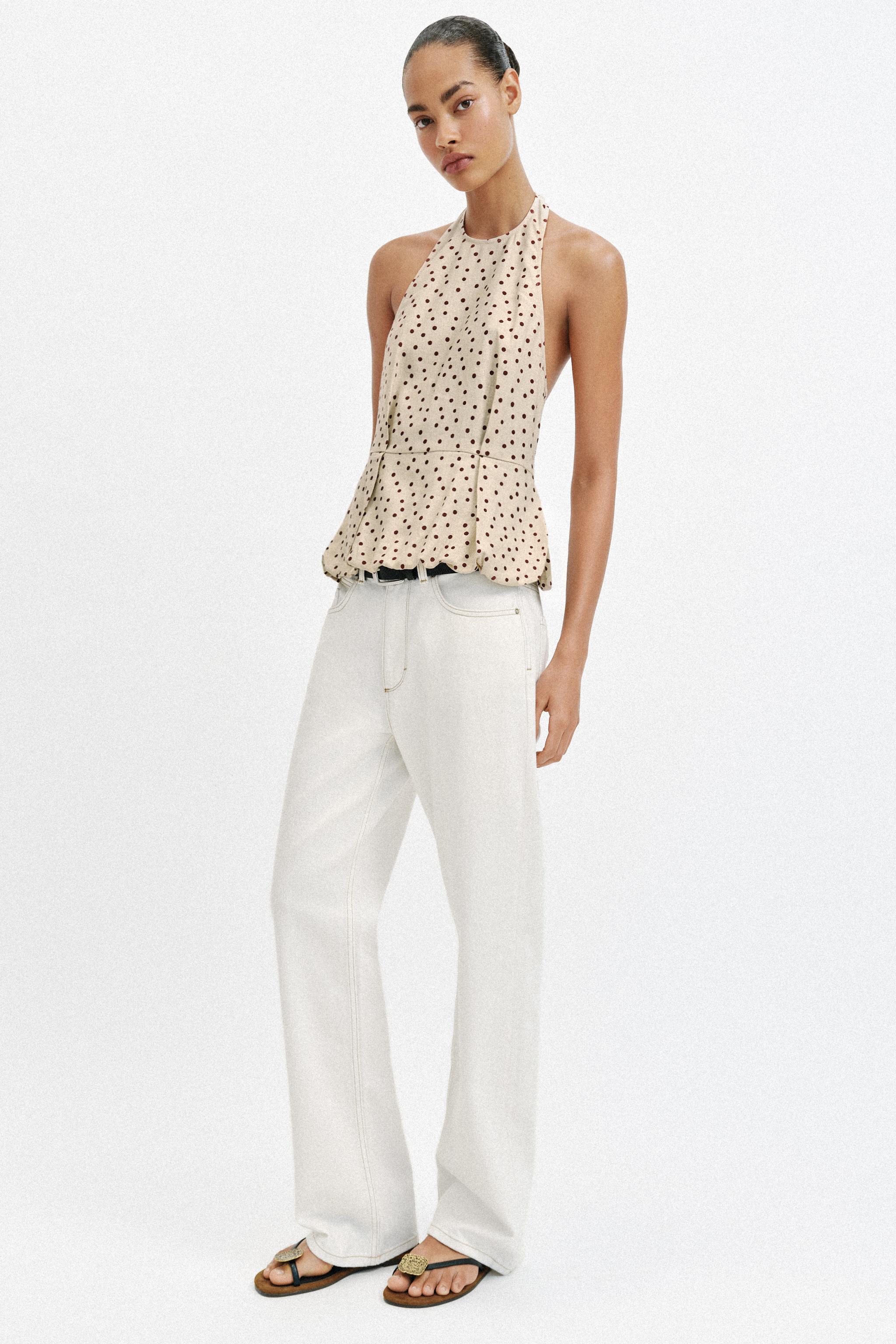 POLKA DOT BALLOON TOP WITH LINEN